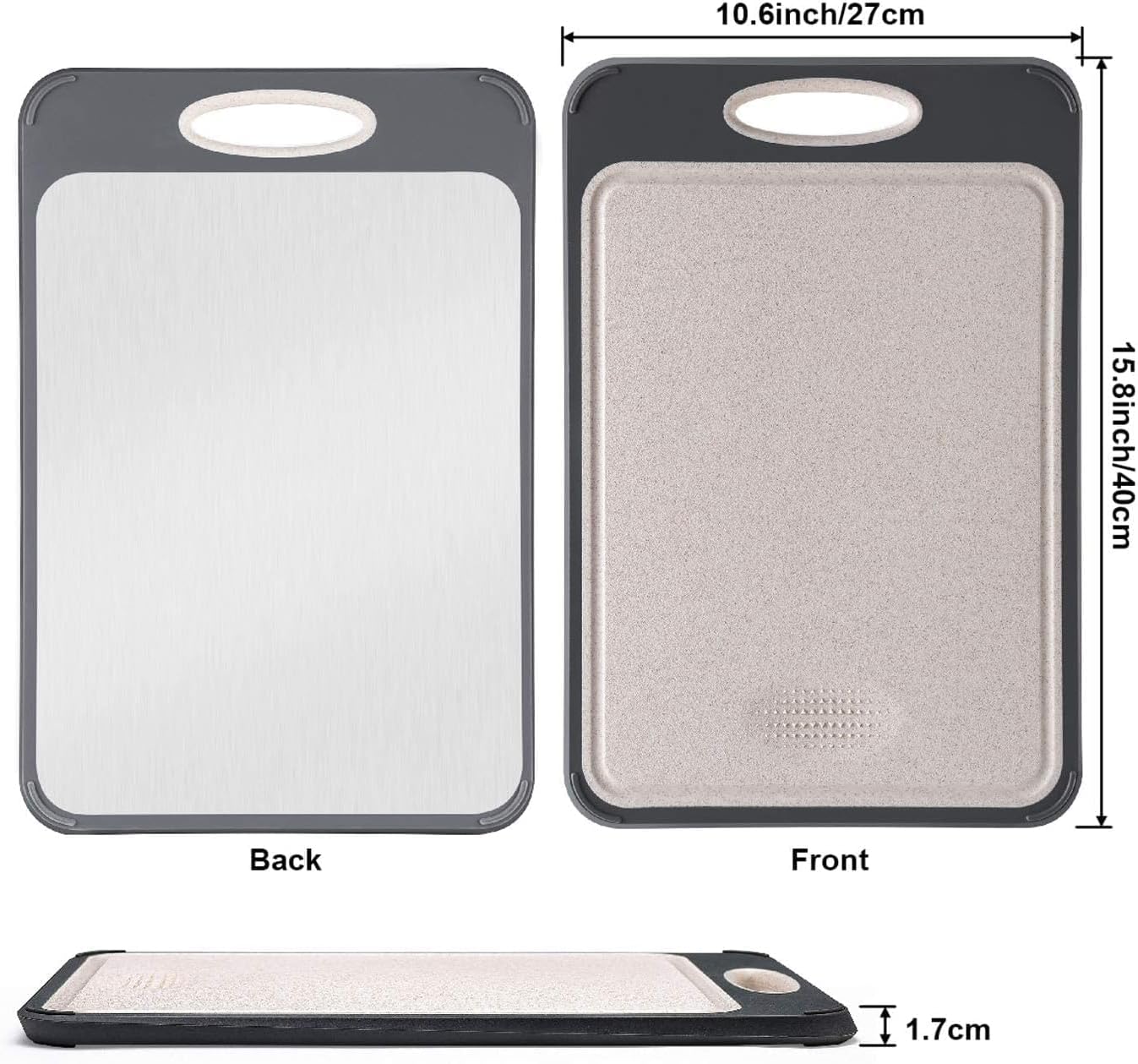 Stainless Steel & Rice Husk Cutting Board