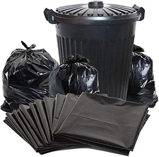 55 gal Heavy Duty Biodegradable Trash Bags – 80x110cm (10-Pack), Black Garbage Bags