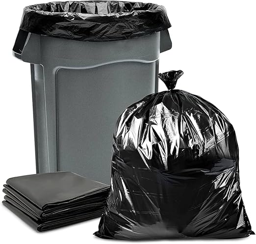 55 gal Heavy Duty Biodegradable Trash Bags – 80x110cm (10-Pack), Black Garbage Bags