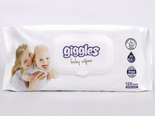 Giggles Baby Wipes Unscented - 120 Wet Wipes